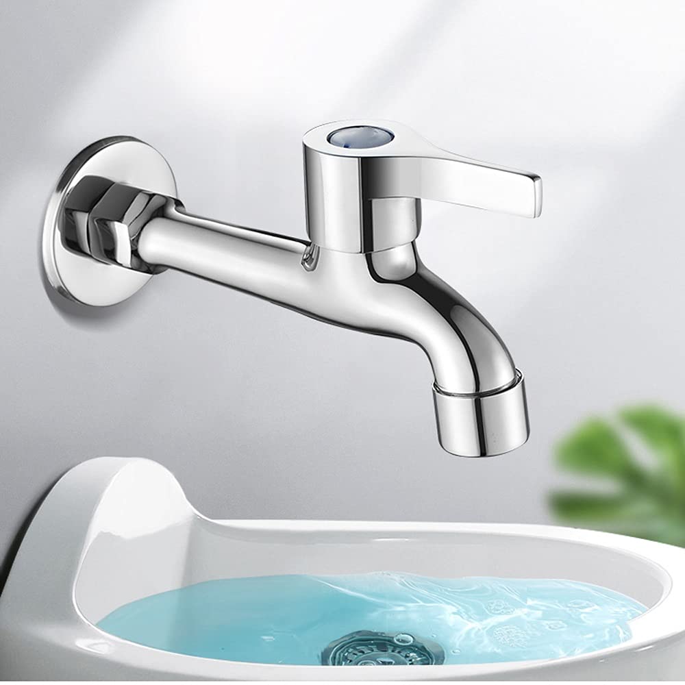 QHQQXN Rubinetto per Piscina Moderno, Maniglia monocomando per Lavanderia, Montaggio a Parete, Rubinetto per Lavatrice, Rubinetto Singolo per Acqua Fredda con interfaccia G1/2, Rubinetto per Tubo da