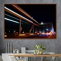 Framed Canvas Wall Art Light Exposure Colorful Industrial Lights Multicolor Neon Photography Places Portrait Realism - 16x24 inches
