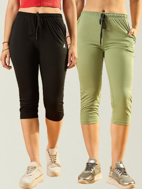 Image of Modeve Women Solid Cotton Blend Capri for summer|| Summer Wear