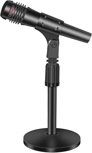 Soporte de micrófono de escritorio, soporte de micrófono ajustable, 5.1 pulgadas de diámetro, base de mesa, soporte de micrófono con clip de