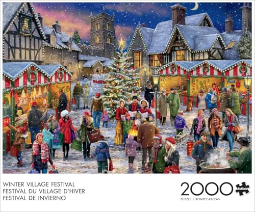 Buffalo Games - Winter Village Festival - Rompecabezas de 2000 piezas para adultos | Arte de ALI Corti, Intermedio a experto, Hecho en USA, Cartón reciclado, Incluye póster, Ideal para regalo miniatura 3