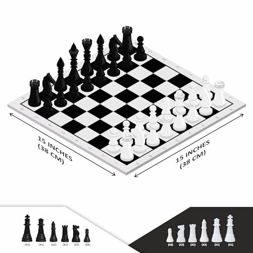 Image of Ankit Toys & Games Classic Chess Game - Classic Strategy Board Game with Durable Chess Pieces and Foldable Board, Ideal for Family Fun & Competitive Play (Board Size 38 * 38 Cm)