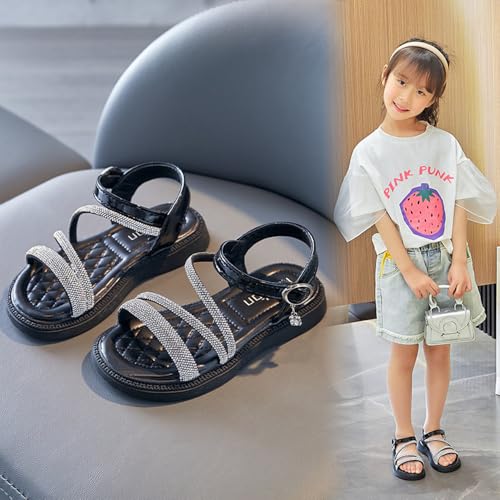 Toddler Girl Sandals Flower Girl Dress Shoes Rhinestone Open Toe Little Kid Summer Flats Little Girls Glitter Gladiator Sandals Wedding Party2