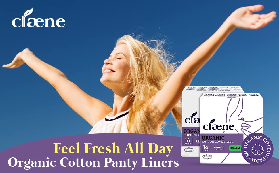 Image of Claene Organic Cotton Cover, Cruelty-Free, Menstrual Overnight Sanitary Pads for Women, Unscented, Breathable, Vegan, Organic Pads, Natural Sanitary Napkins with Wings (Regular, 32 Count)