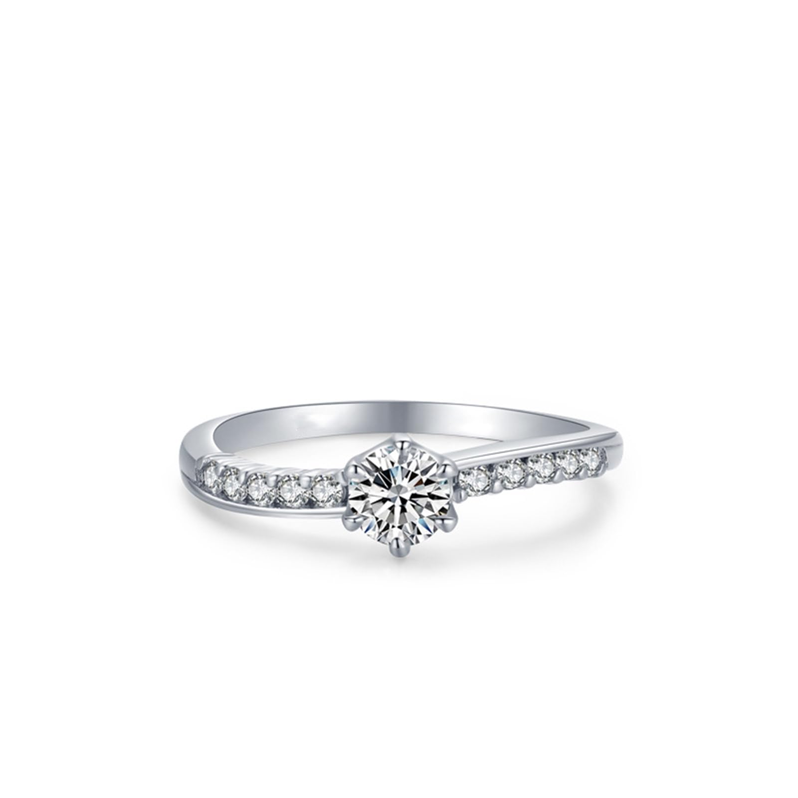 Anillos de boda de oro blanco, diamante cultivado en laboratorio, 0,5 ct, anillo de compromiso de oro auténtico, elegante anillo de boda para mujer