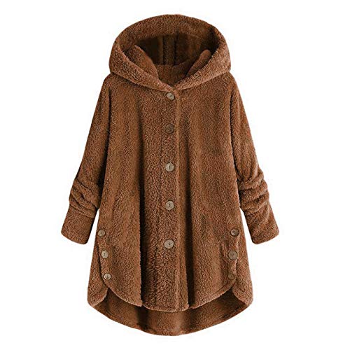 Lxitoler Kapuzenjacke Mit Taschen Herbst Winterjacke Damen Strickjacke Kurzmantel Damen Teddy Fleece Mantel Warm Gefüttert Winter Kapuzenpullover Flausch Mantel Damen Plüschjacke Damen Winter Fleece