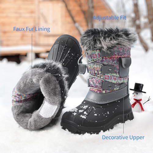DREAM PAIRS Boys Girls Snow Boots Water-Resistant Outdoor Warm Cozy Anti-Slip Mid Calf Faux Fur Lining Insulated Winter Shoes for Little/Big Kids4