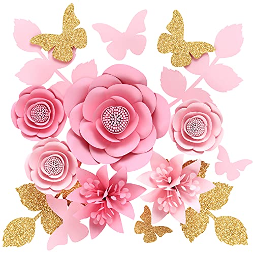 Houpoo Décorations de Fleurs en Papier 3D NO-DIY Grands Tissus Cover