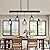 5-Light Kitchen Island Lighting Hanging for Farmhouse Linear Chandeliers,Dining Room Light Fixture/Chandelier Over Table,Matte Black Rustic Wood Ceiling Pendant Light Fixtures with Metal lampshade