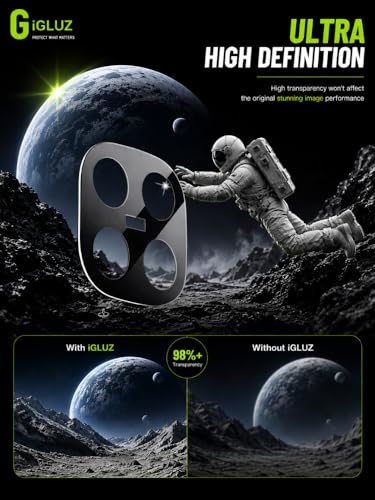 Image of iGluz Compatible with Redmi Note 15 Pro Camera Lens Protector (1 Pack) | Premium 9H Tempered Glass Camera Guard | Ultra Clear HD | Scratch Resistant | Case Friendly Fit | Bubble Free Easy Installation | Full Coverage Lens Protection