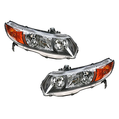 Image of TRQ Headlight Assembly Set HO2518111 HO2519111 Compatible with 2006-2008 Honda Civic