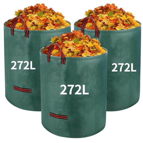 3 Sac Dechets Verts de jardin de 272 L, Sac Jardin Dechets Verts, pliables et portables, Big Bag adapté aux feuilles, aux déchets de pelouse