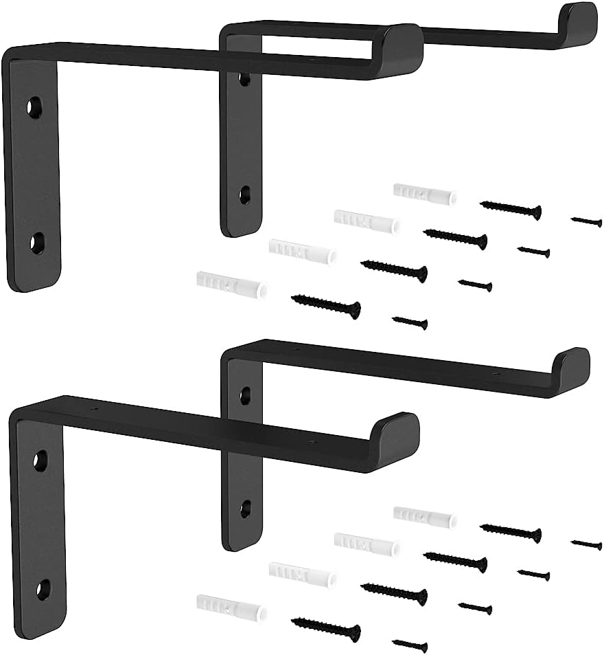 skysen 9.25" Floating Shelf Bracket, Set of 4pcs- Heavy Duty- Wall Mounted- 1/4" Thickness- Matt Black(Shelf Bracket-9.25")