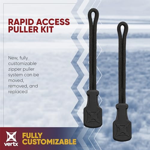 Vertx Rapid Access Zipper Pull Tab Kit, Replacement Puller for Backpack, Luggage, Bag, Handbag, Black - One Size