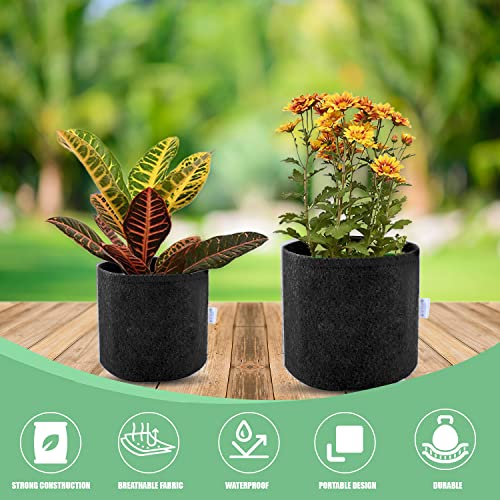 ORILEY Grow Bag Heavy Duty Geo Fabric Plant Pot Lightweight Bags Ideal for Gardening Balcony Terrace (Black, Round, 300 GSM 6 x 6 inch Pack of 5)