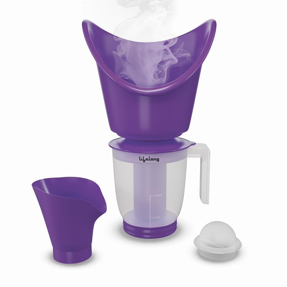 Lifelong LLS63 Face, Nose and Cough Steamer|3 in 1 Plastic Steam Vaporizer | Nozzle Inhaler, Facial Sauna and Facial Steamer Machine for Adults and Kids (1 Year Warranty, Purple)-image-16