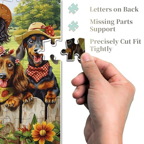 Rompecabezas Familia Dachshund para Adultos 1000 Piezas, Rompecabezas de Flores y Animales, Arte Divertido de Perros como Decoración de Pared miniatura 4
