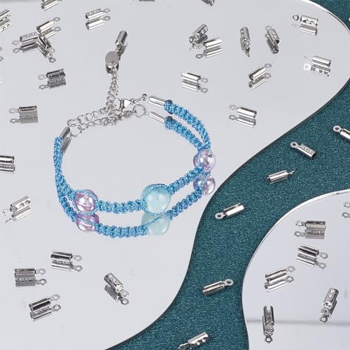 SOFPLATE 1 Box 300Pcs 3mm Fold Over Cord Ends Crimp End Tips Folding End Crimps Fold-over Ends Caps Leather Ribbon jewellery Connector Findings for jewellery Making Supplies DIY Necklace Bracelet - Image 4