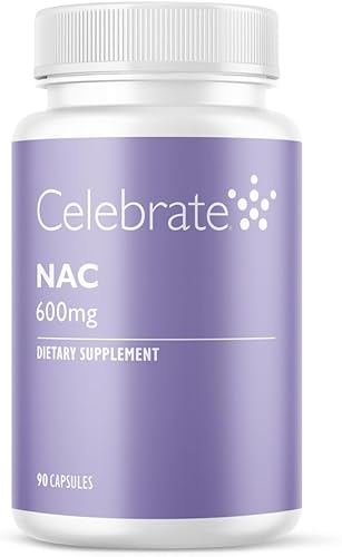 Celebrate Vitamins NAC (N-acetil cisteína) Suplemento, 600 mg por cápsula, sin gluten, sin OMG, 90 cápsulas