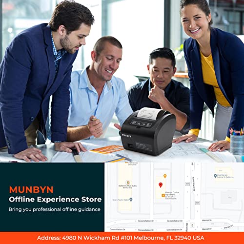 Munbyn Pos Printer, Receipt Printer Usb Ethernet 80Mm Thermal Printer P047, Impresora Térmica, Black Supermarket Pos Kitchen Printer With Auto Cutter Support Cash Drawer Esc/Pos Windows System #TOP2
