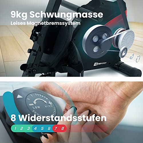 Hop-Sport Rudergerät für Zuhause klappbar HS-060R Cross - Rudermaschine mit LCD-Display & 8-stufigem, leisem… – Bild 4