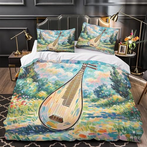 Housse de couette Pipa 3D avec fermeture éclair cachée et parure lit microfibre douce