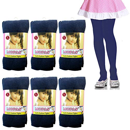 6 Pair Girls Tights Footed Dance Stockings Pantyhose Ballet L Size 7-10 Navy 6-Pack Girls Tights – for Kids Size 7-10 | Navy Blue Pantyhose for School, Ballet, Uniform, Dress Outfits | Soft, Stretchy2