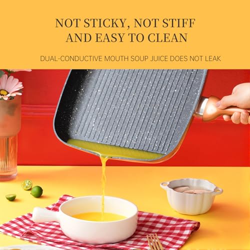 QUANSHANGJU Nonstick Grill Pan for Stove Tops, 11 Inch Versatile Griddle Pan with Pour Spouts, Square Grill Pan for Big Cooking Surface, Durable Grill Skillet for Indoor & Outdoor Grilling. PFOA Free - Thumbnail 6