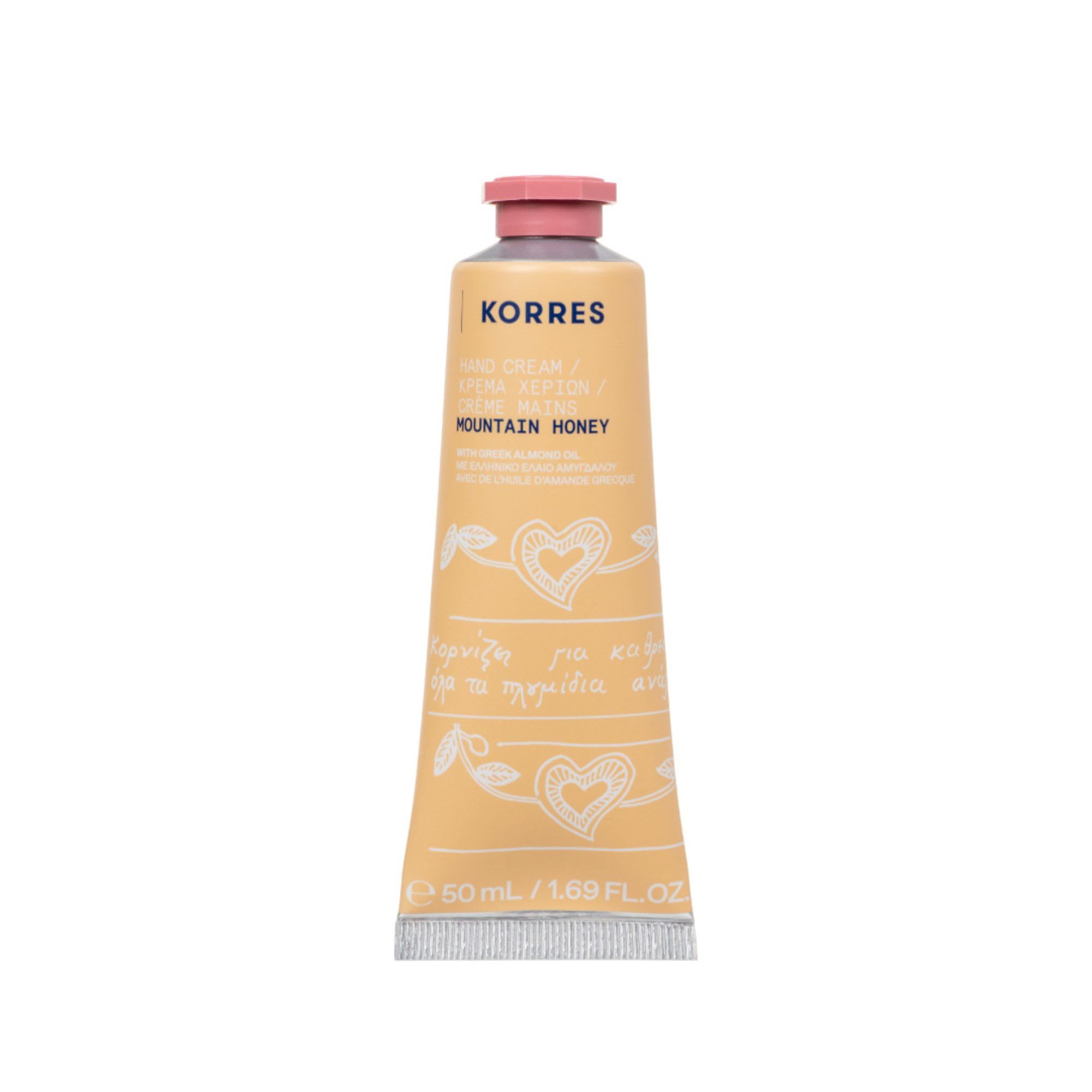 KORRES Mountain Honey Hand Cream, Nourishing Hand Cream with Sweet Almond Oil, Warm Honey Fragrance, Silicone & Paraben-Free, Intensive Care for Dry Hands, Practical Size for Travel, 50 ml