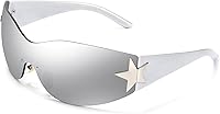 Vista 9 de Gafas de sol Y2K sin montura para mujeres y hombres, gafas de sol envolventes de moda, de gran tamaño, sin marco, gafas de sol de moda