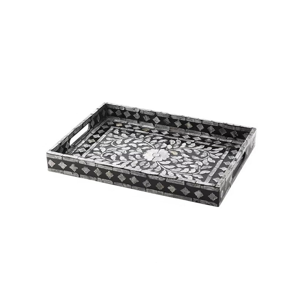 Tray Retro Decorative Fruit Plate Home Desktop Rectangular Shell Tray Tea Tray Serving Trays