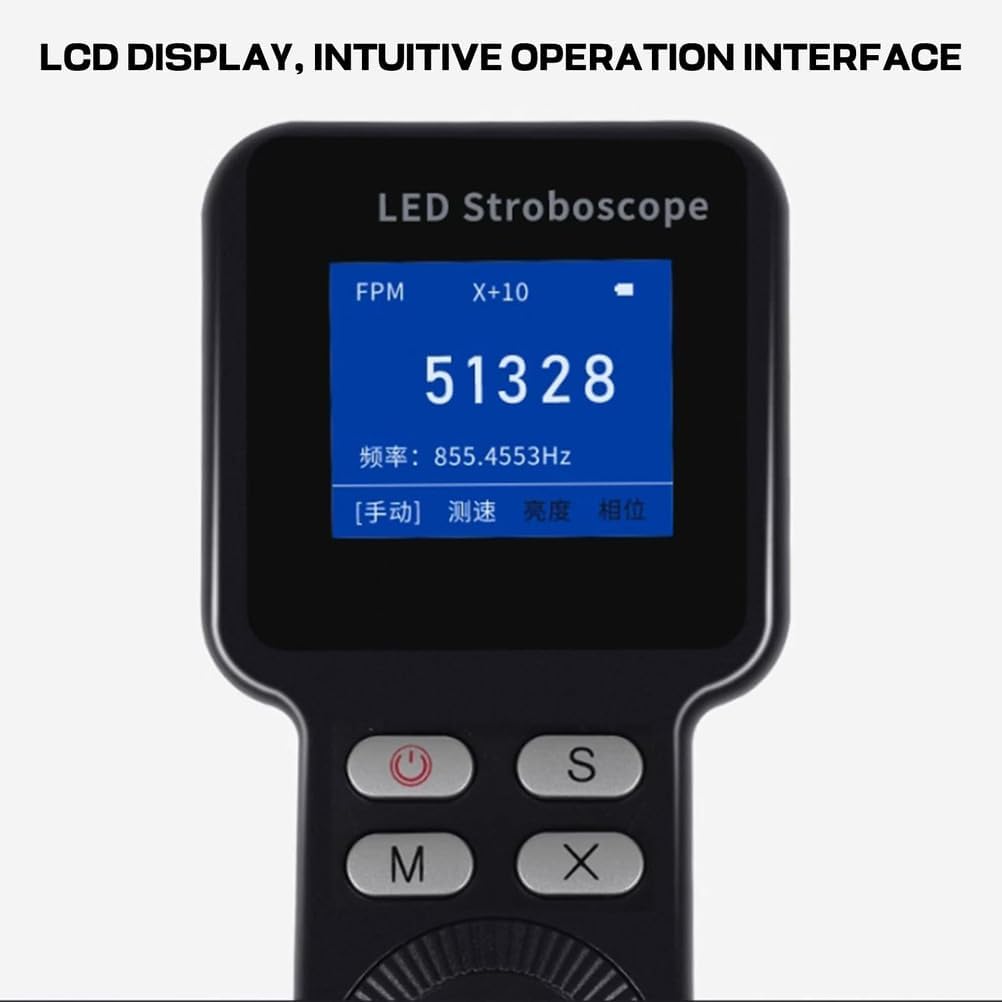 Handheld Stroboscope LED Digital Strobe Light Tachometer Non Contact Motor Engine Speed Analyzer for Gears, Tires to Measure - Range 1-999999 RPM