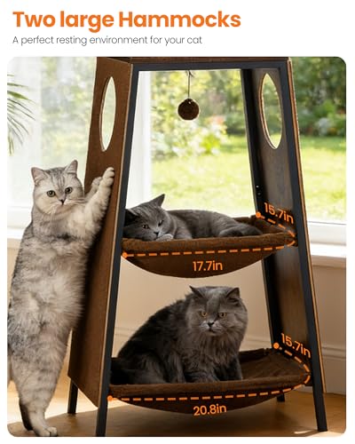 Árbol moderno de madera para gatos interior 56 pulg miniatura 2