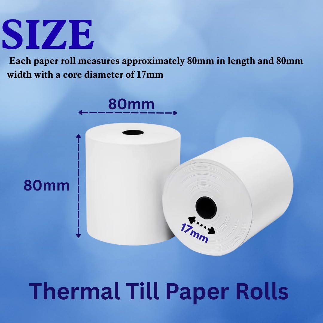 80 x 80mm Premium Thermal Till Rolls, Receipt Paper Rolls for Cash Register, EPOS Printer, POS Terminal, Credit Card Machine PDQ, for Epson, Citizen Printer. - Image 2