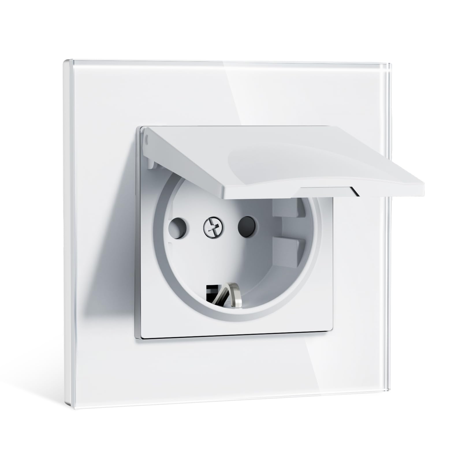 BSEEDLIFE 86mm Schuko Steckdose Unterputz EU-Standard, 1/2/3/4/5 Fach Wandsteckdose mit Glas Rahmen Einfache Installation,Inzelsteckdose mit Krallen