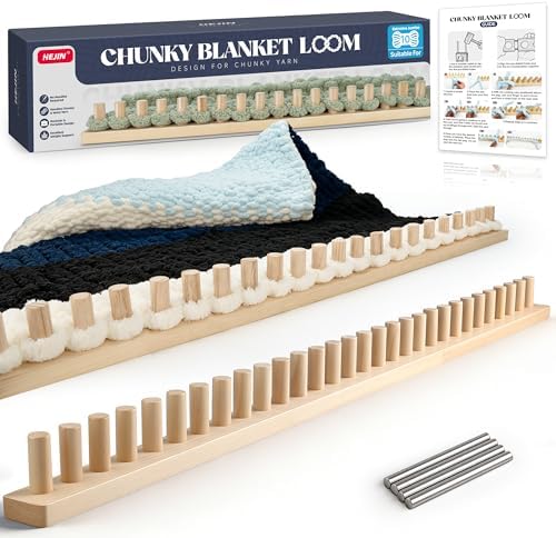 HEJIN 47" Chunky Blanket Loom, Adjustable Size Loom for Chunky Blanket, Knitting Loom Kit No Needles Required, Gift for DIY Craft Enthusiasts, Beginner Friendly Yarn Craft