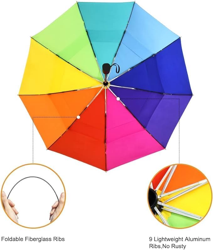 Image of Umberalla Automatic Open Travel with Wind Vent,Umbrella big size for men, Umbrella for girls, Umbrellas for rain,Windproof Umberalla Large for Man,Women (Rainbow)