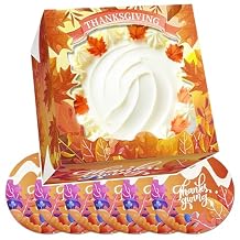Bakepacker Thanksgiving Cake Boxes with Window 6x6x5 Fall Orange Maple Leaf Bakery Container 18 Cake Boxes +18 Cake Boards