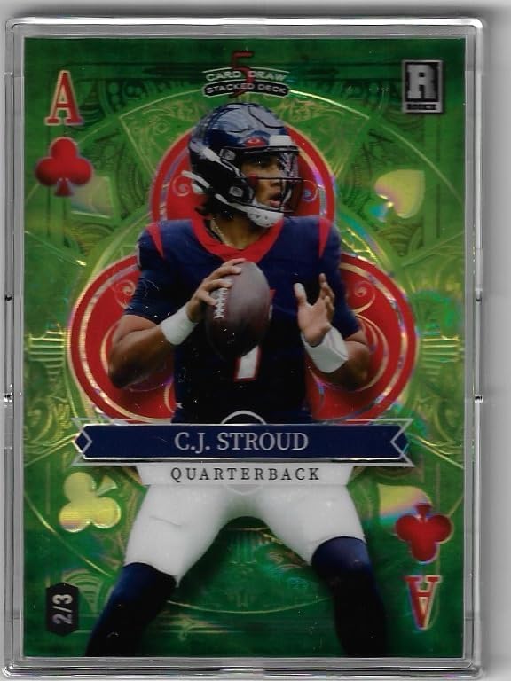 C.J. Stroud Serial Numbered #2/3 Ace of Clubs Green Lava Foil Board Parallel 5 Card Draw Stacked Decked Collectible Football Card - 2023 Wild Card 5 Card Draw Stacked Deck Football Card #SD-CS (Texans)