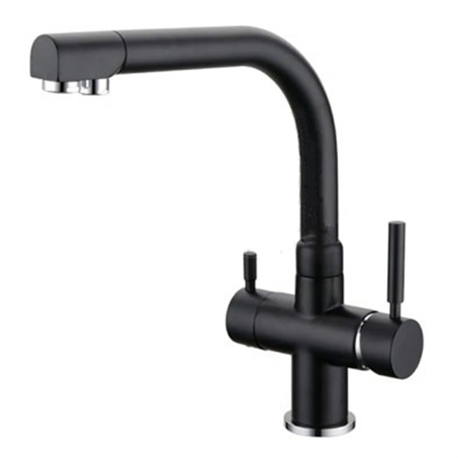 Robinet de cuisine en laiton massif noir mat avec mitigeur osmose trois voies