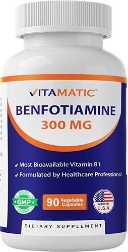 Vitamatic Benfotiamine 300 mg 90 cápsulas vegetarianas, también llamada vitamina B1 soluble en grasa (90 unidades (paquete de 1)) (1 botella)