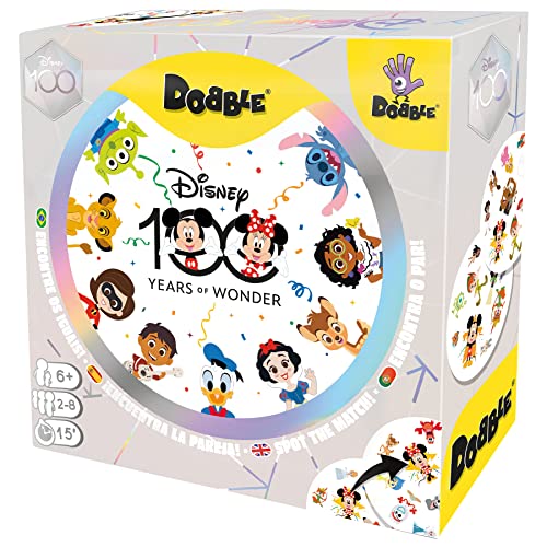 Disney 100 Dobble - Juego de Cartas Multilenguaje (Incluye Español)