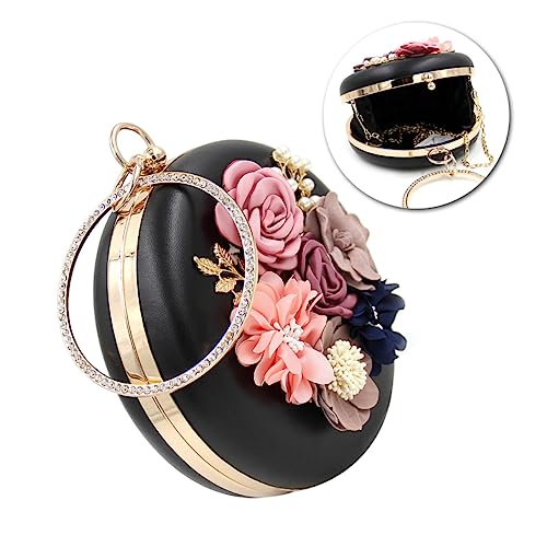 Pochette Ronde Satin Fleur Perles pour Sublimer une Robe de Soirée