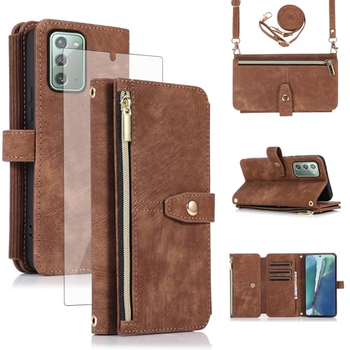Asuwish Étui de protection pour téléphone portable Samsung Galaxy Note 20 5G - Avec bande de film de protection d'écran - Compartiment pour cartes -...