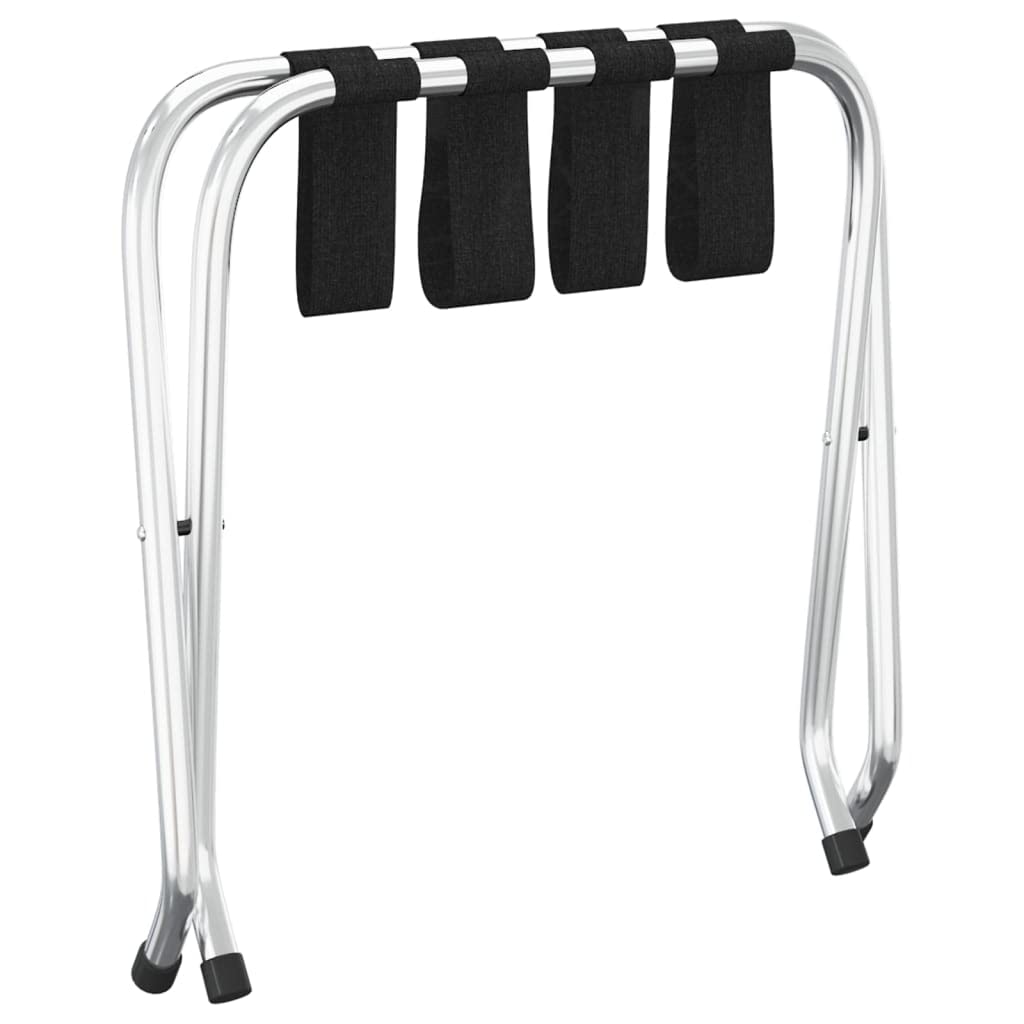 vidaXL Soporte para Maletas Taburete Equipaje Hoteles Almacenamiento Dormitorio Habitación Posadas Hostales Negro y Plateado 56x40x49 cm