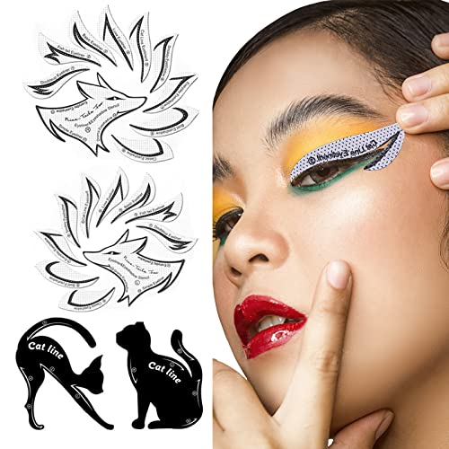 Professional Eyeliner Eyebrow Stencil Eyeshadow Stamp Pads Stencils Patches Stickers Cat Winged Eyeliner Tape for Eye Makeup Artist Supplies Must-Have Makeup Tape Kit-Cat Eyeliner Stamp Pads