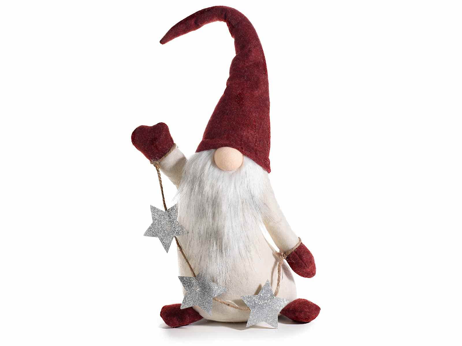 Gruppo Maruccia - Babbo Natale in Stoffa e Pelliccia con Stringa di Stelle Luminose - Decorazione Natalizia per Casa, Negozi e Vetrine - Idea Regalo