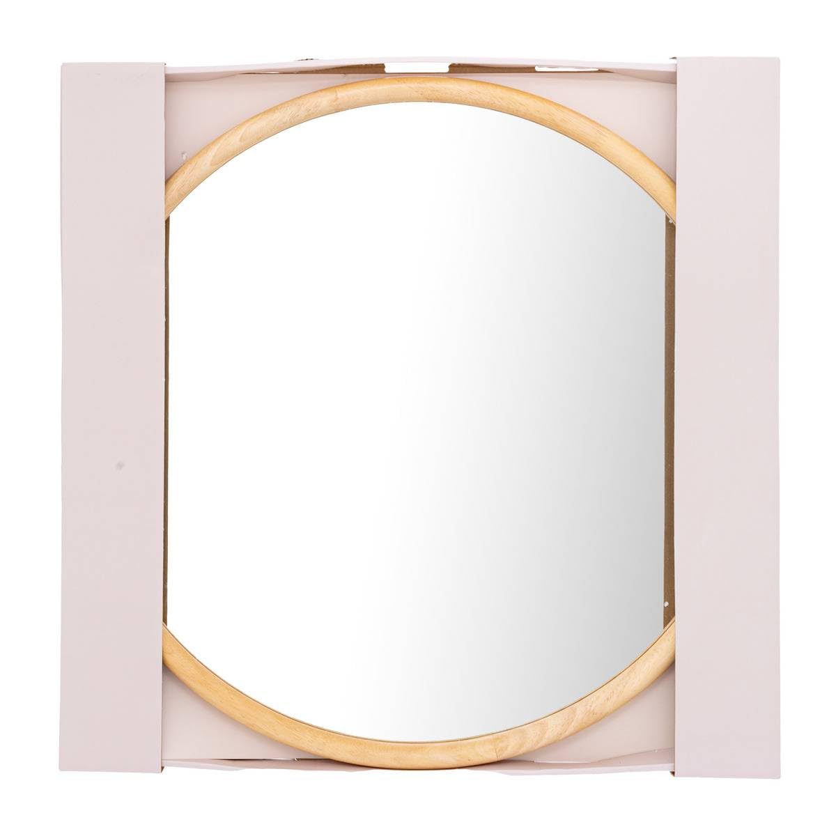 Atmosphera - Miroir Rond Mural Kim - Cadre en Bois, 55 cm de Diamètre - pour Entrée, Chambre, Salon
