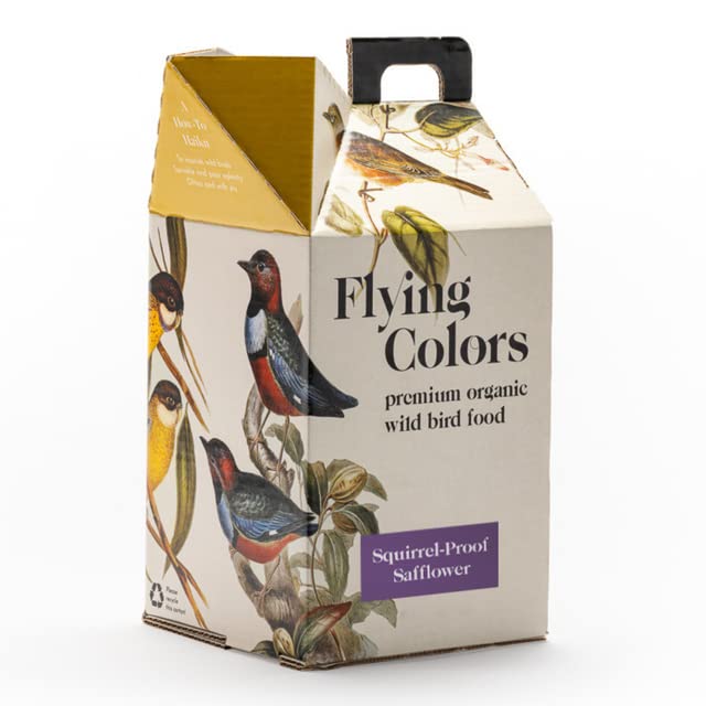 Flying Colors Premium Organic Wild Bird Seed | Squirrel-Proof Safflower Seed | 100% USDA Organic, No Fillers, No Pesticides | 3 Gallon Easy-Pour