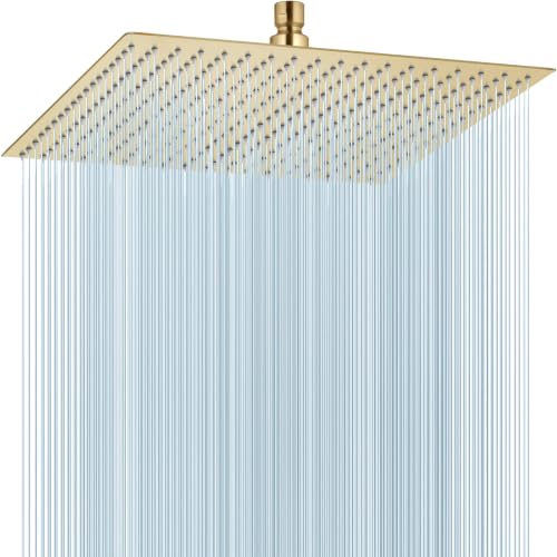 Midanya Square Rain Shower Head,High Pressure,Brushed Gold 16 Inch